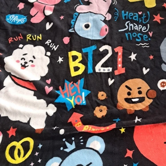 BT21 K pop band Anime characters soft fleece throw blanket JAY FRANCO oeko tex - Picture 5 of 9